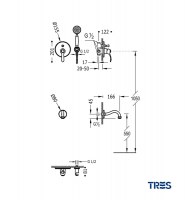 MEDIDAS KIT BAÑO-DUCHA MONOMANDO EMPOTRADO TECHO MONOCLASIC TRES GRIFERIA